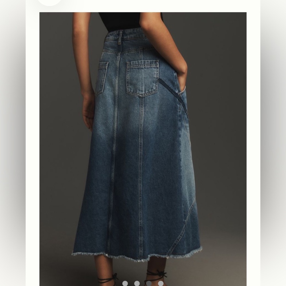 Anthropologie Pilcro Denim Re-worked Midi Skirt - Indigo - Picture 4 of 15
